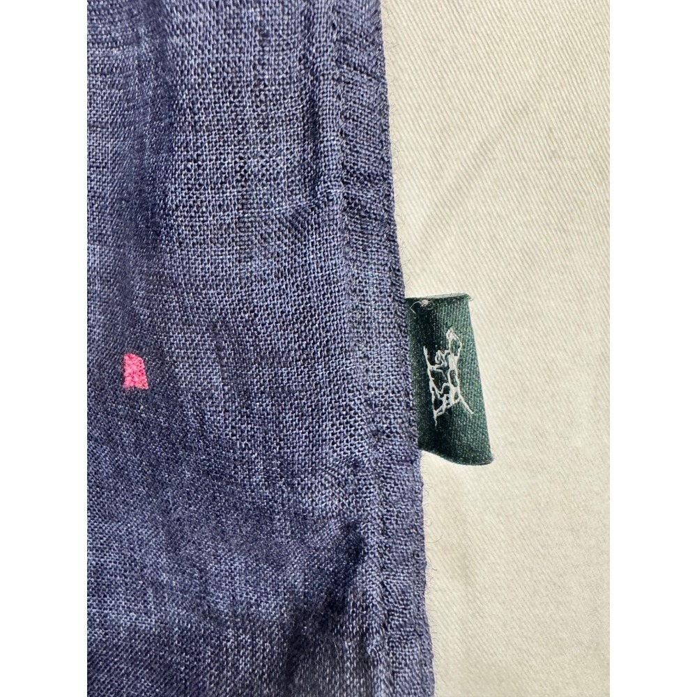 Rodd & Gunn Mens Navy Blue 100% Linen Embroidered Short Sleeve Shirt M Italian - Picture 8 of 9